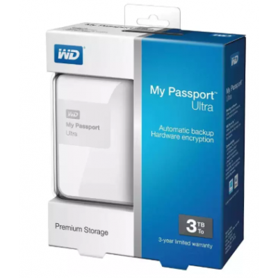 WD 3TB USB 3.0 My Passport Ultra Portable External Hard Drive (White) - (White)